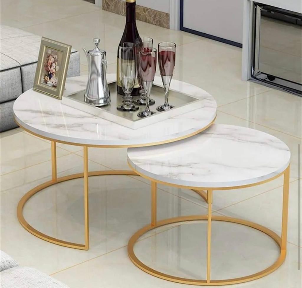 GLASS MARBLE NESTING TABLE
