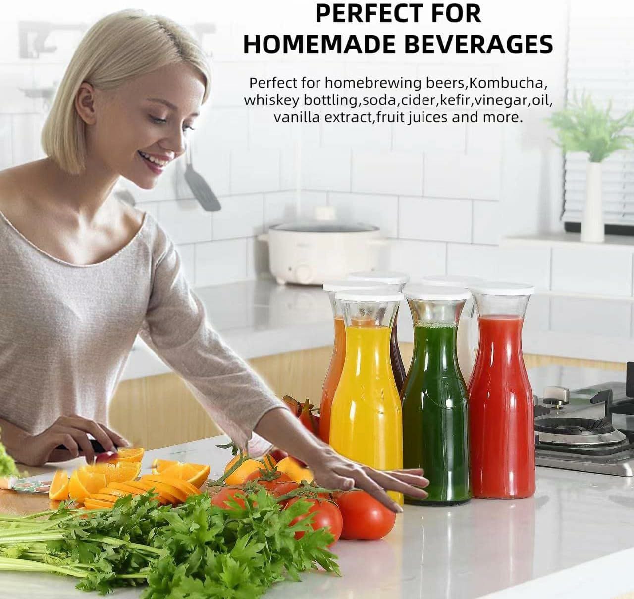 1 LITER Glass Carafe with white Lids