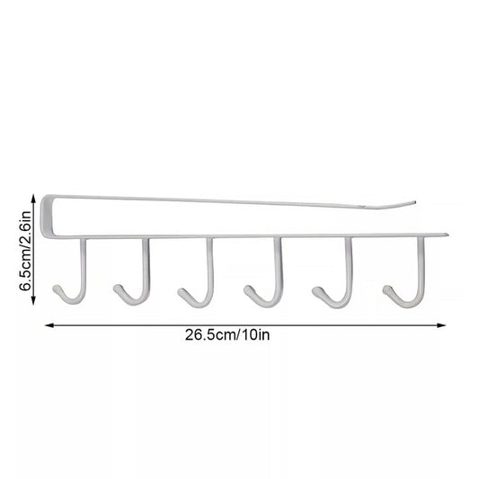 Under the shelf (multi~purpose) hooks 6 slot Metallic