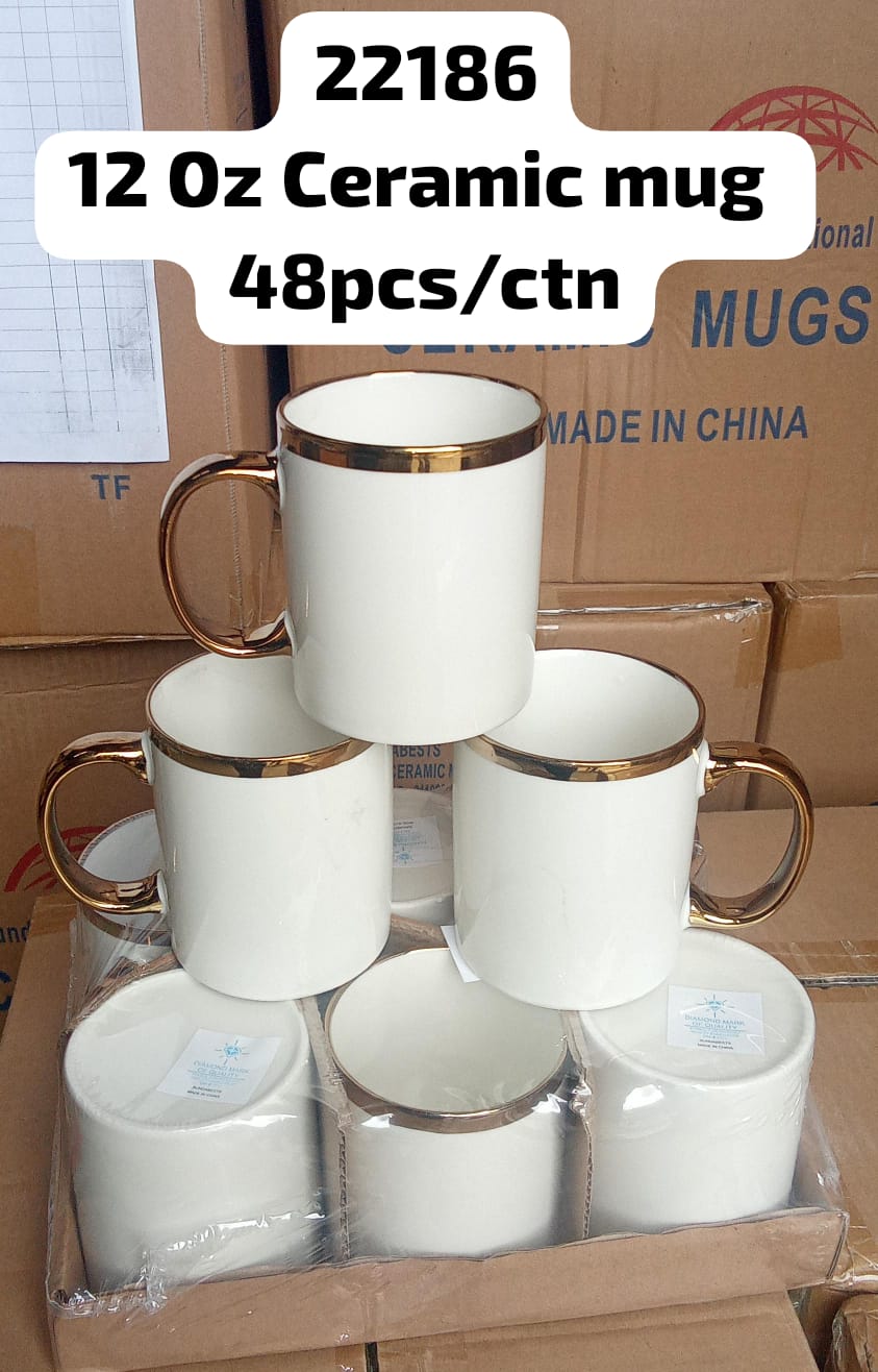 Gold-rim 6pcs mug set