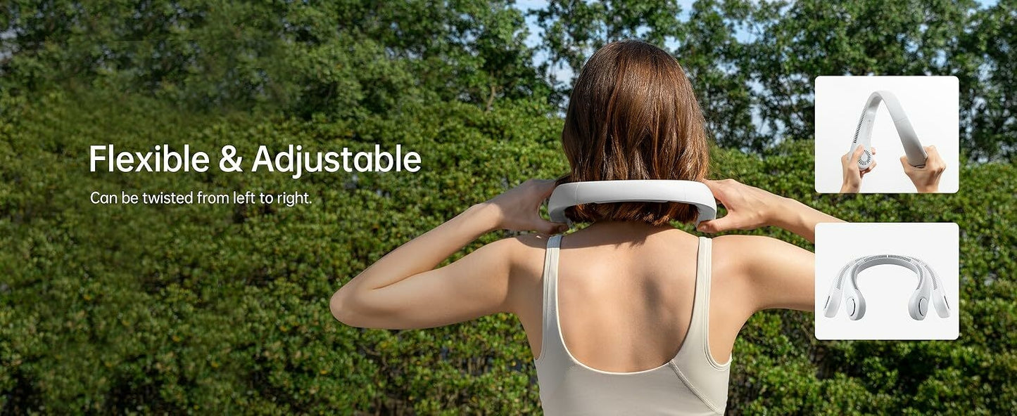 Portable Neck Fan, Hands-Free Bladeless, 3 Speeds,800 mAh Battery Operated Wearable Personal Fan, Twistable, Rechargeable, Gift for Women Men