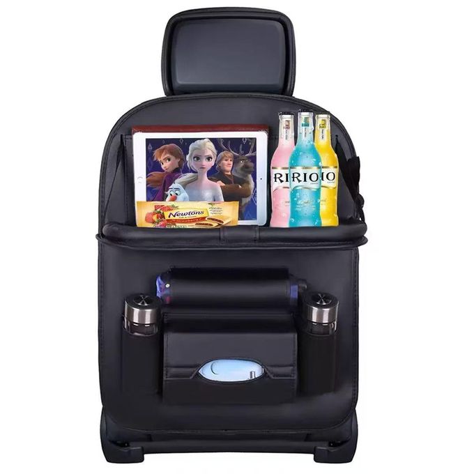 Multifunctional Car Back Seat Storage Bag with Foldable Dining Tray – Universal Car Organizer