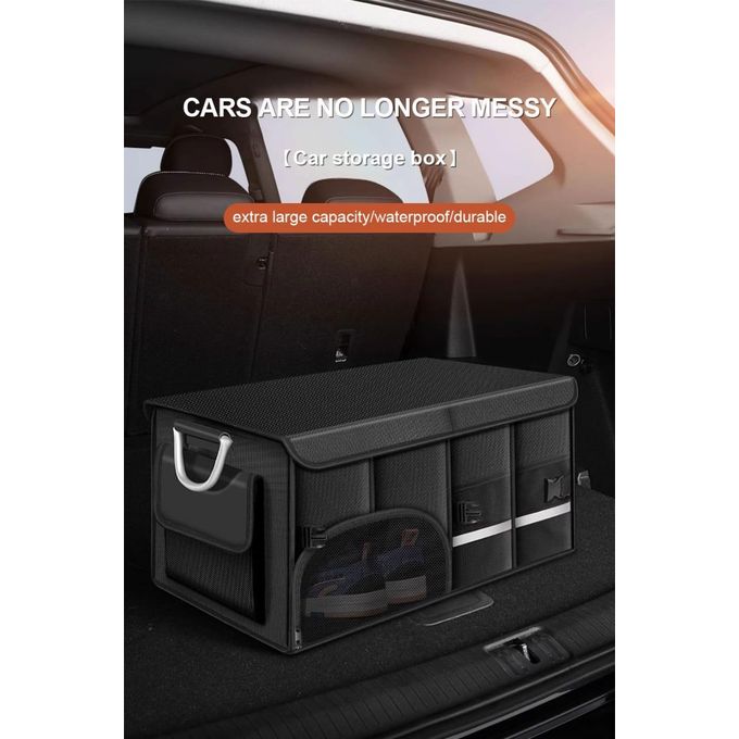 Large Foldable Car Trunk Storage Box With Shoe Compartment – Heavy-Duty Organizer for Groceries, Tools & Travel Essentials