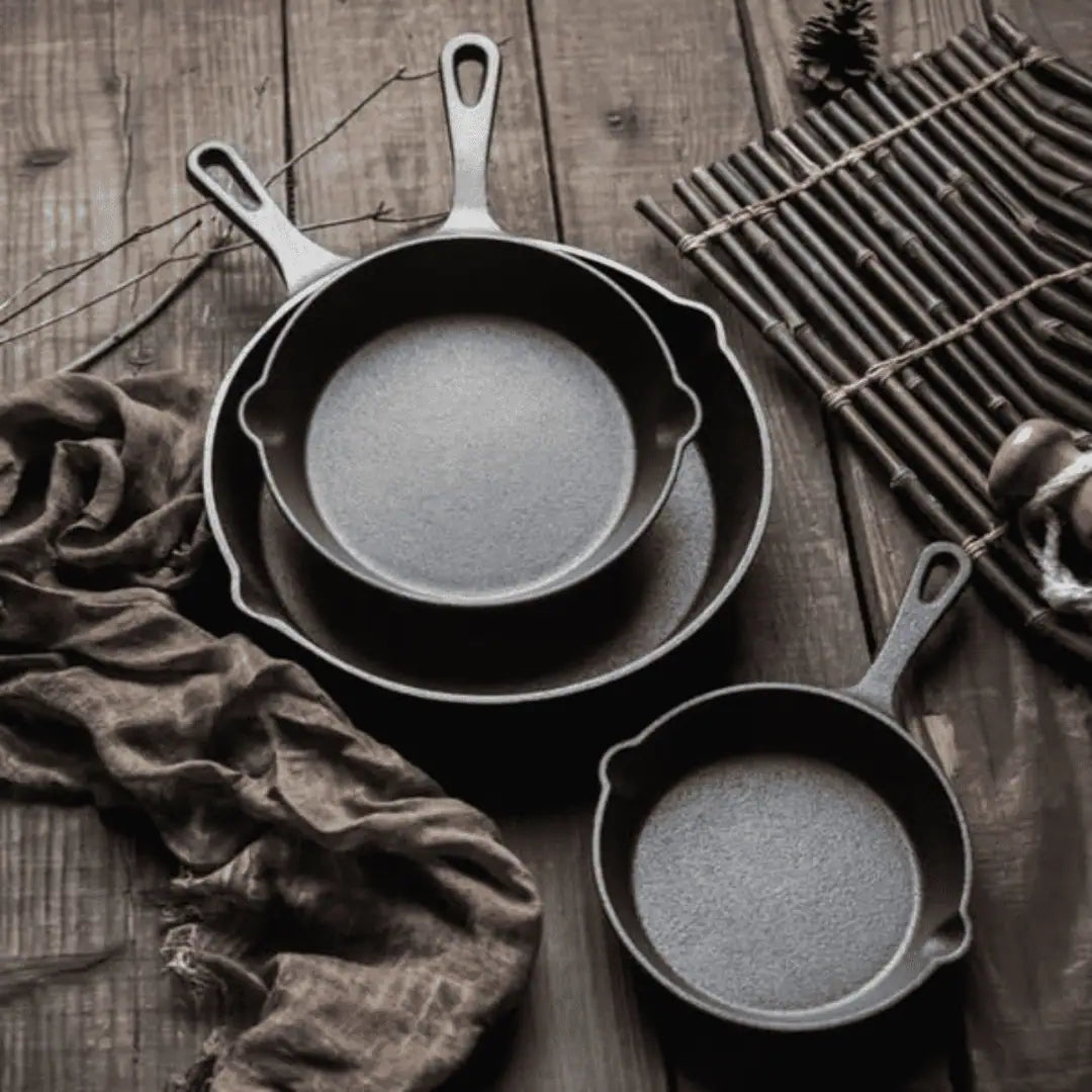 Premium 4-Piece Cast Iron Frying Pan Set