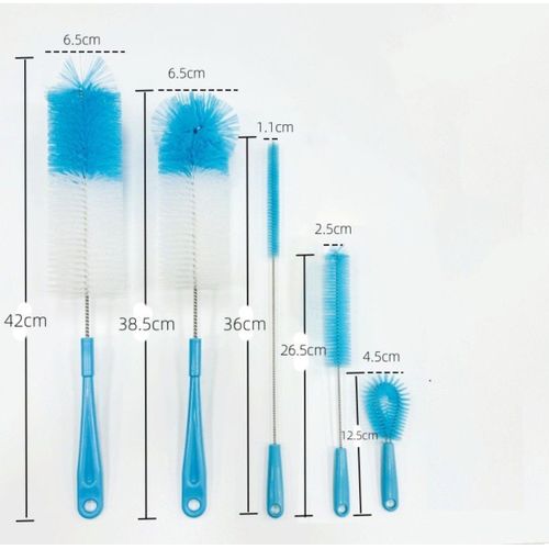 5-Piece Long Bottle Brush Cleaner Set — Deep Reach Cleaning for Bottles, Thermoses & Drinkware