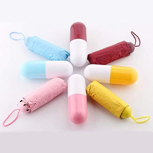 Capsule Umbrella, Ultra Light and Small Mini Umbrella with Cute Capsule Case, Multicolor Folding Compact Pocket Umbrella