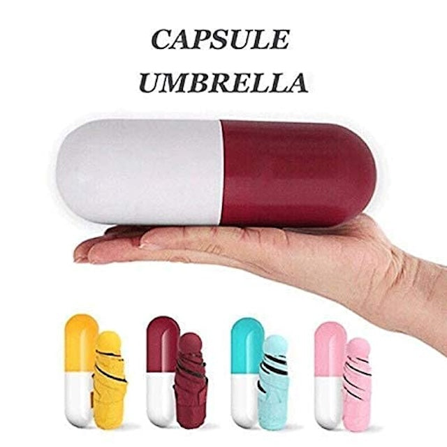 Capsule Umbrella, Ultra Light and Small Mini Umbrella with Cute Capsule Case, Multicolor Folding Compact Pocket Umbrella