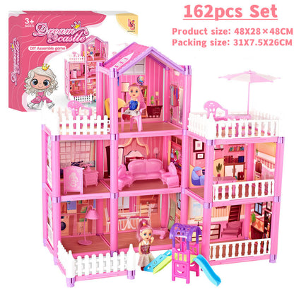 Girls Dream Castle Kids Doll House 162 Pieces Toy Set Age 3+