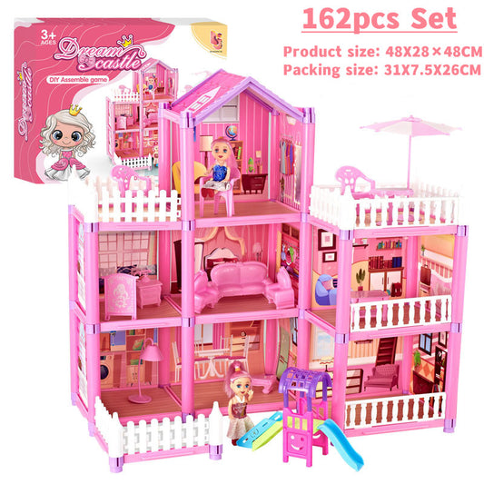 Girls Dream Castle Kids Doll House 162 Pieces Toy Set Age 3+