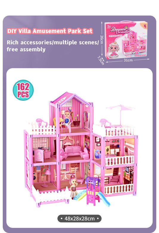 Girls Dream Castle Kids Doll House 162 Pieces Toy Set Age 3+