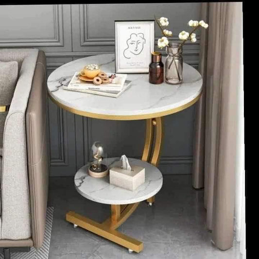 Console bedside cabinet Double layer  mdf marble Effect coffees table