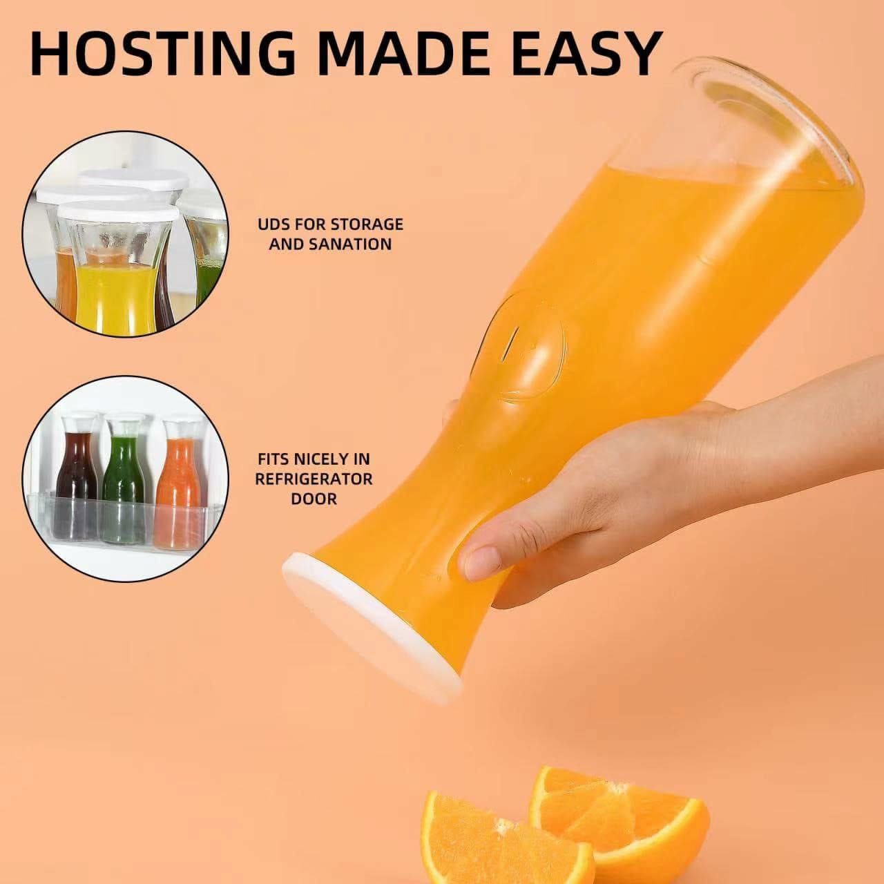 1 LITER Glass Carafe with white Lids