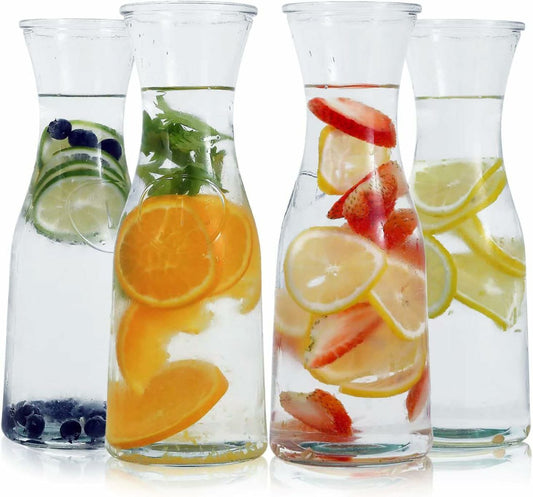 1 LITER Glass Carafe with white Lids
