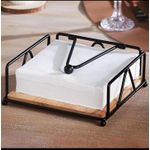legant Metallic Napkin /serviette holder,with Flip Close & Bamboo Base for Kitchen Countertop ,Dining Room, Tabletop Decor