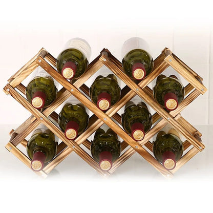 Foldable10 Slot wooden wine bottle rack