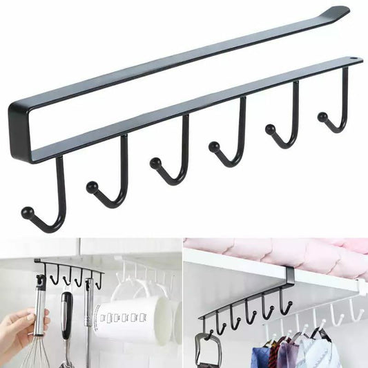 Under the shelf (multi~purpose) hooks 6 slot Metallic