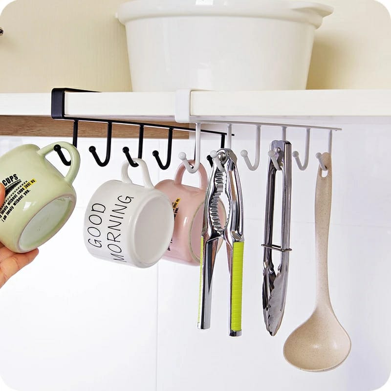 Under the shelf (multi~purpose) hooks 6 slot Metallic