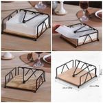 legant Metallic Napkin /serviette holder,with Flip Close & Bamboo Base for Kitchen Countertop ,Dining Room, Tabletop Decor