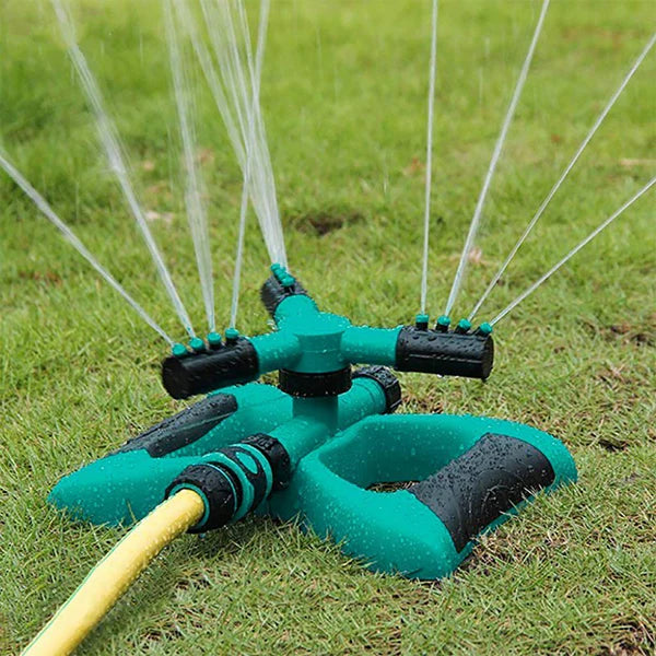 Automatic 360° Rotating Lawn Sprinkler – 3-Arm Adjustable Garden Watering System