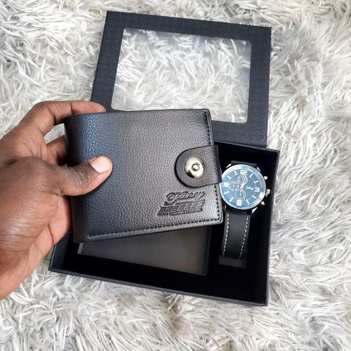 Men’s Watch & Wallet Gift Set – Stylish Leather Wallet with Classic Timepiece in Gift Box