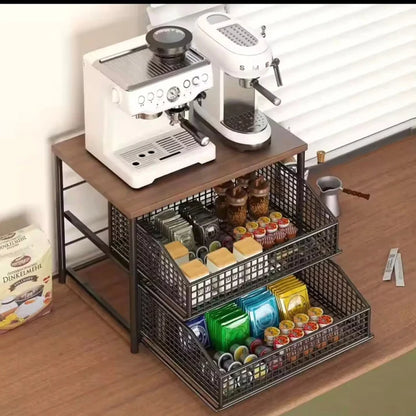 2-Tier Metallic Kitchen Storage Rack