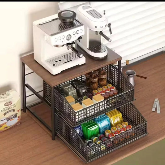 2-Tier Metallic Kitchen Storage Rack