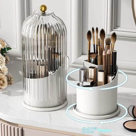 360° Rotating Makeup Brushes Holder With Lid