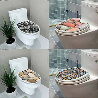 Creative 3D Toilet Seat Decals, Removable Waterproof Wall Sticker, Vinyl WC Pedestal Pan Cover/Washroom/Bathroom/Home Decor, Available in Codes 1,3,4,5,6,7