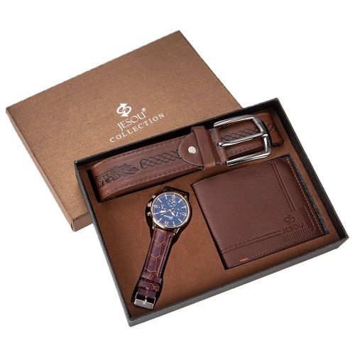 JESOU Collection 3PC Men’s Gift Set – Premium Watch, Belt & Wallet Combo in Stylish Gift Box