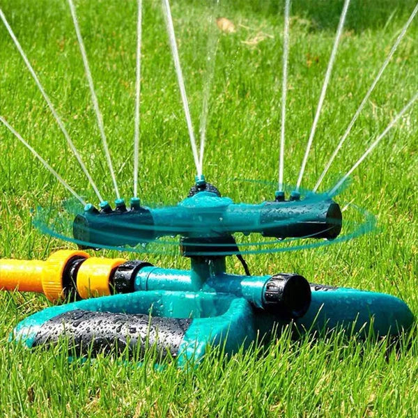 Automatic 360° Rotating Lawn Sprinkler – 3-Arm Adjustable Garden Watering System