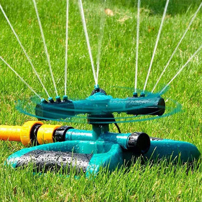 Automatic 360° Rotating Lawn Sprinkler – 3-Arm Adjustable Garden Watering System