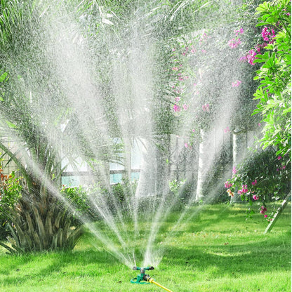 Automatic 360° Rotating Lawn Sprinkler – 3-Arm Adjustable Garden Watering System