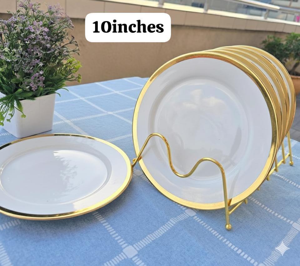 Gold Rimmed 10.5 inch Dinner plate 6pcs