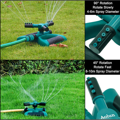 Automatic 360° Rotating Lawn Sprinkler – 3-Arm Adjustable Garden Watering System