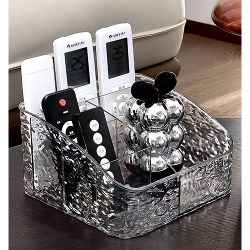 5 Grid Acrylic Remote & Cosmetic Organiser — Stylish Clear Storage for Remotes, Makeup & Essentials
