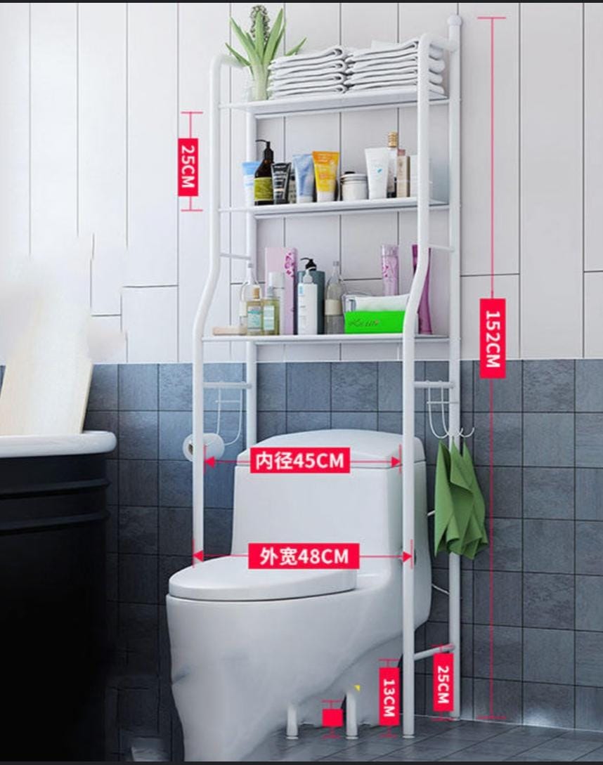 Heavy gauge metallic 3 layer over the toilet Rack