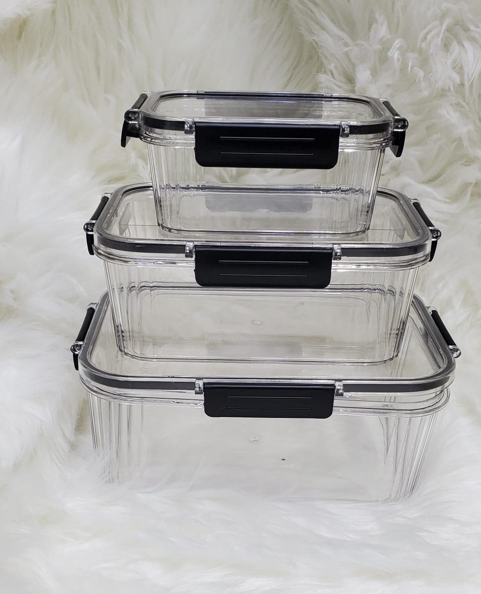 3pc Transparent Airtight Pantry Boxes