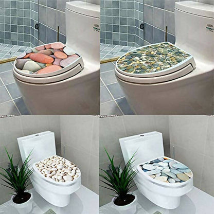Creative 3D Toilet Seat Decals, Removable Waterproof Wall Sticker, Vinyl WC Pedestal Pan Cover/Washroom/Bathroom/Home Decor, Available in Codes 1,3,4,5,6,7