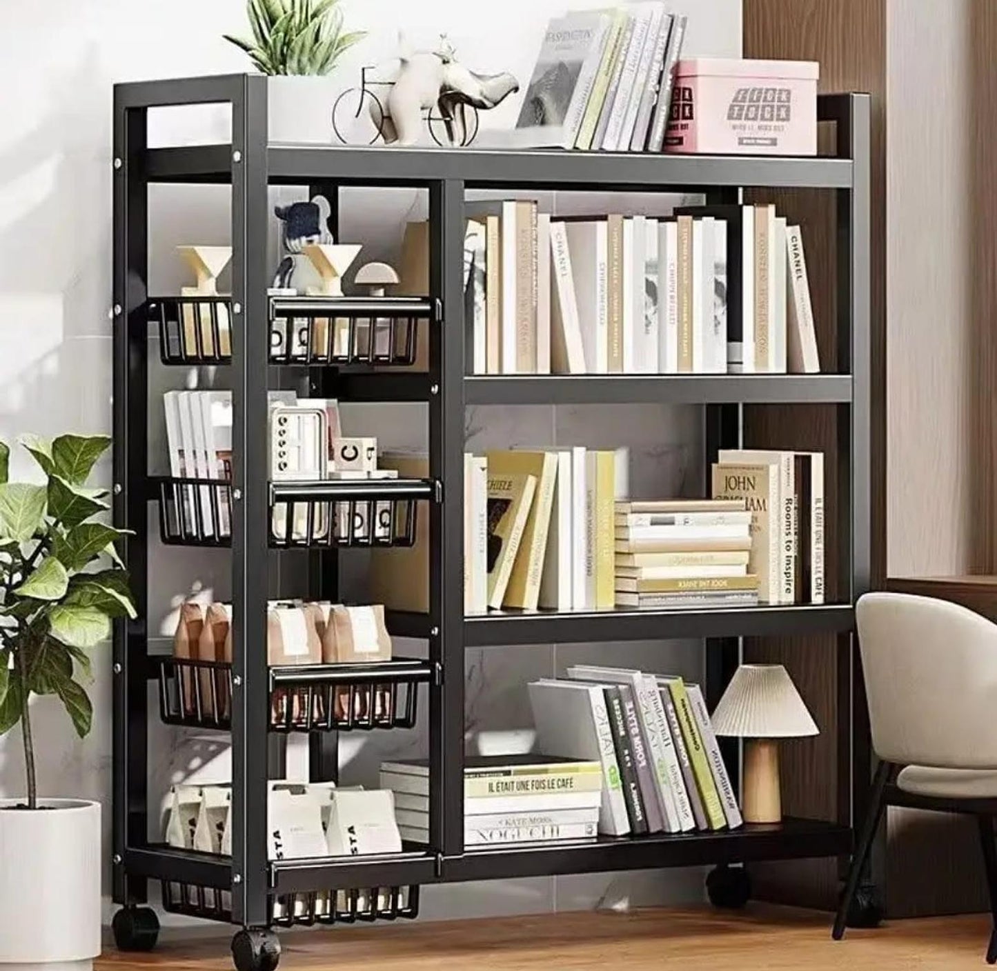Multi functional Strong Metallic Kitchen Rack with Movable & Lockable wheels - 80×32*135cm(L*W*H)