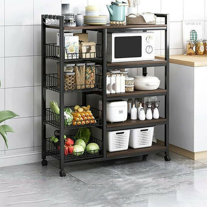 Multi functional Strong Metallic Kitchen Rack with Movable & Lockable wheels - 80×32*135cm(L*W*H)