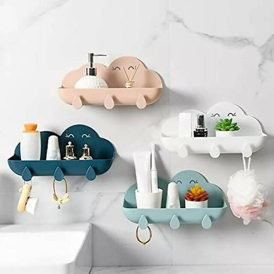 Cloud Bathroom Shelf, Waterproof Rust-Resistant Storage Rack for Shampoo, Conditioner, Lotion - Easy Installation, Elegant Design