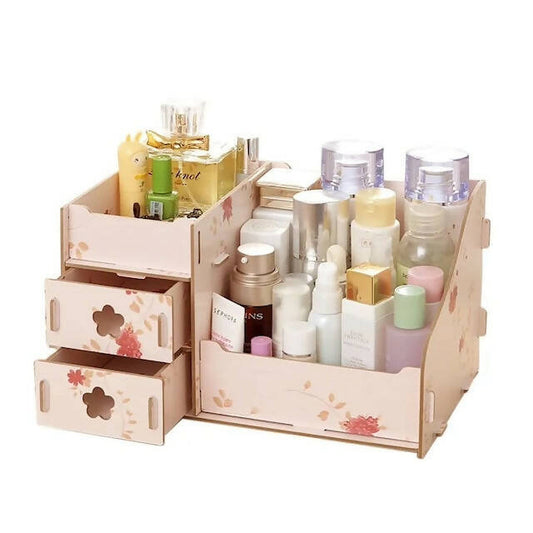 Hoomal Wooden Make Up Organizer, Rustic Makeup Vanity Tray with Size 25cm * 16cm * 15cm