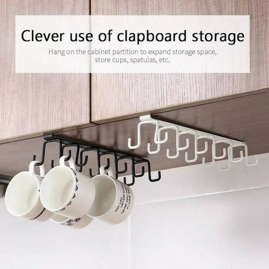 Double Sided Cup, Multipurpose Hanger, 12 Hooks Double Sided Under Shelf Hangers, Kitchen Accessories Holder