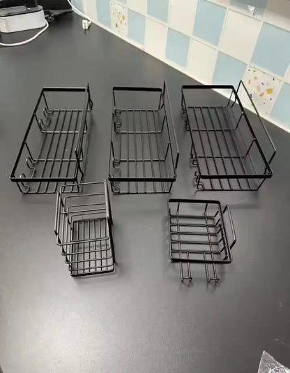 5 in 1 carbon steel Shower Caddy Set  – Rust-Resistant, Adhesive, Space-Saving Bathroom Organizer