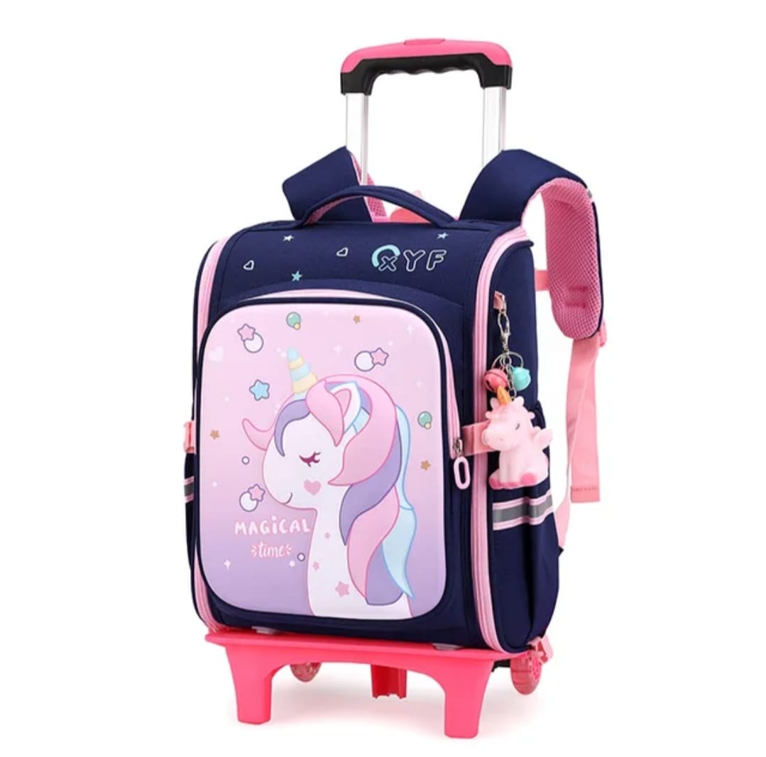 Durable Fashion Wheeled School Backpack – High-Capacity Oxford Trolley Bag with Detachable Wheeled Backpack PINK