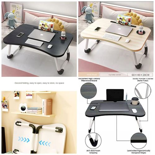 Foldable Breakfast & Study Laptop Table – Portable Bed, Sofa & Work Desk with Durable MDF Top