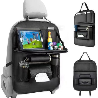Multifunctional Car Back Seat Storage Bag with Foldable Dining Tray – Universal Car Organizer
