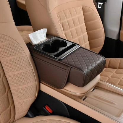 Multifunctional Car Centre Console Armrest Cushion – 2 Cup Holders, Phone & Tissue Holder + Extra Storage