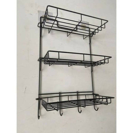 Metallic Hanging Bathroom Organizer, No Drilling, Shower Shelf for Hanging, Stainless Steel Shower Basket, Shower Rail with 3-Tier Basket, Foldable and Removable