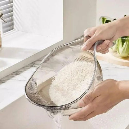 Multi-Purpose Acrylic Rice & Food Washing Colander with Handle — Fast Rinse & Drain for Rice, Fruits & Vegetables